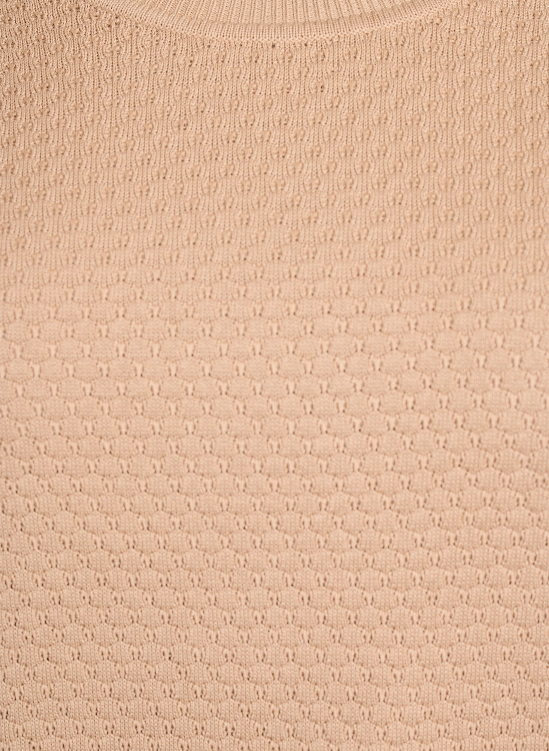 ZizziGebreide blouse van katoen met structuurpatroon, Beige, Packshot image number 2