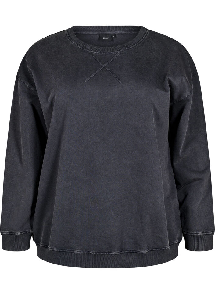 Losvallend sweatshirt met gewassen look, Grijs, Packshot image number 0