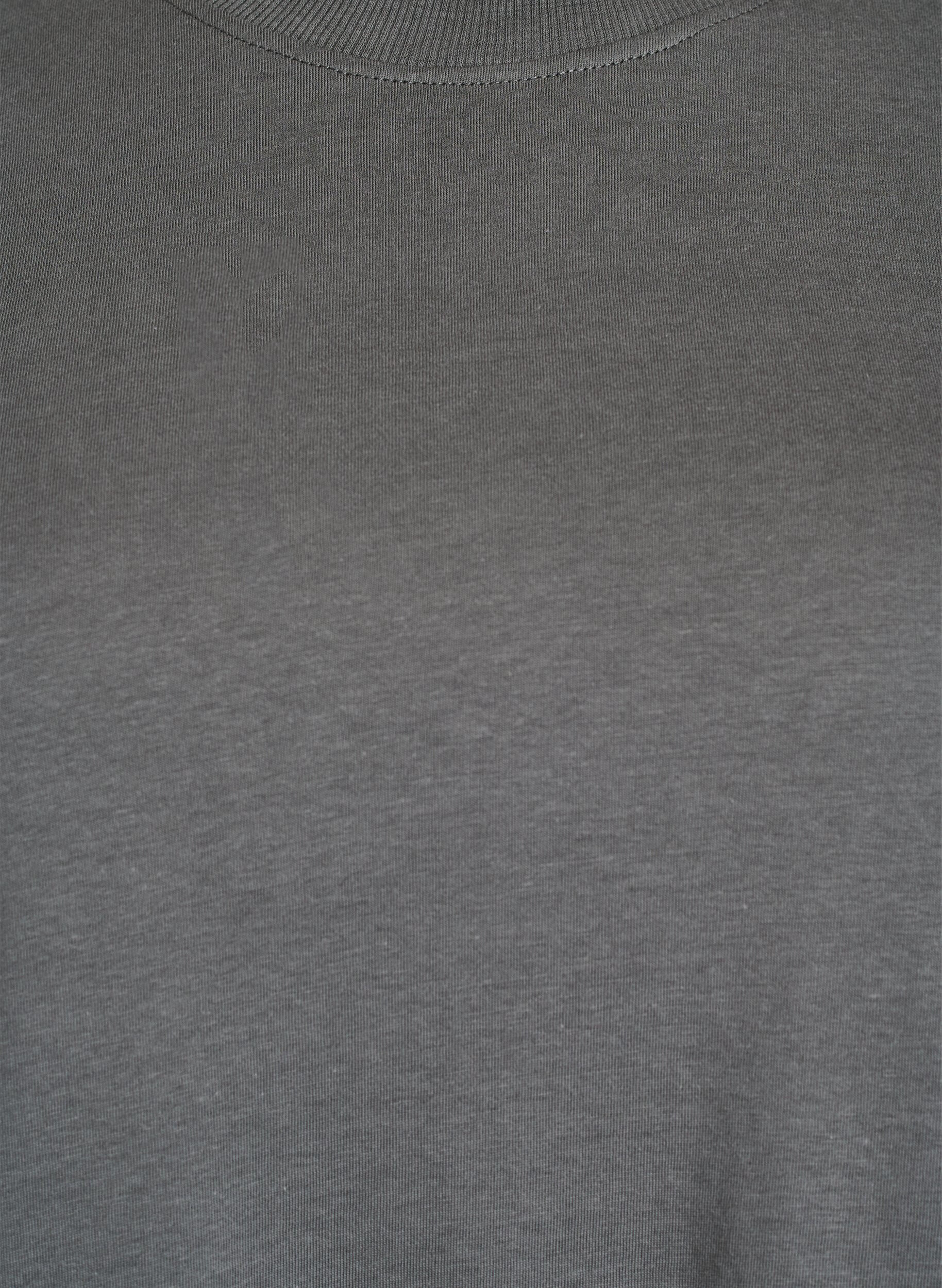 ZizziBasic katoenen T-shirt met ronde hals, Grijs, Packshot image number 2
