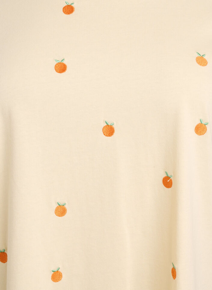 T-shirt in biologisch katoen met geborduurde motieven, Geel, Packshot image number 2