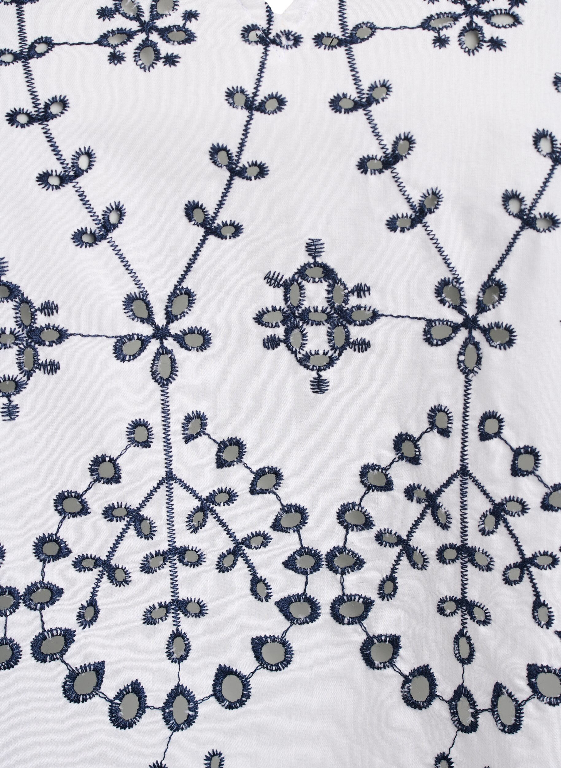 ZizziBlouse met 3/4 mouwen en contrasterende broderie anglaise, Wit, Packshot image number 2