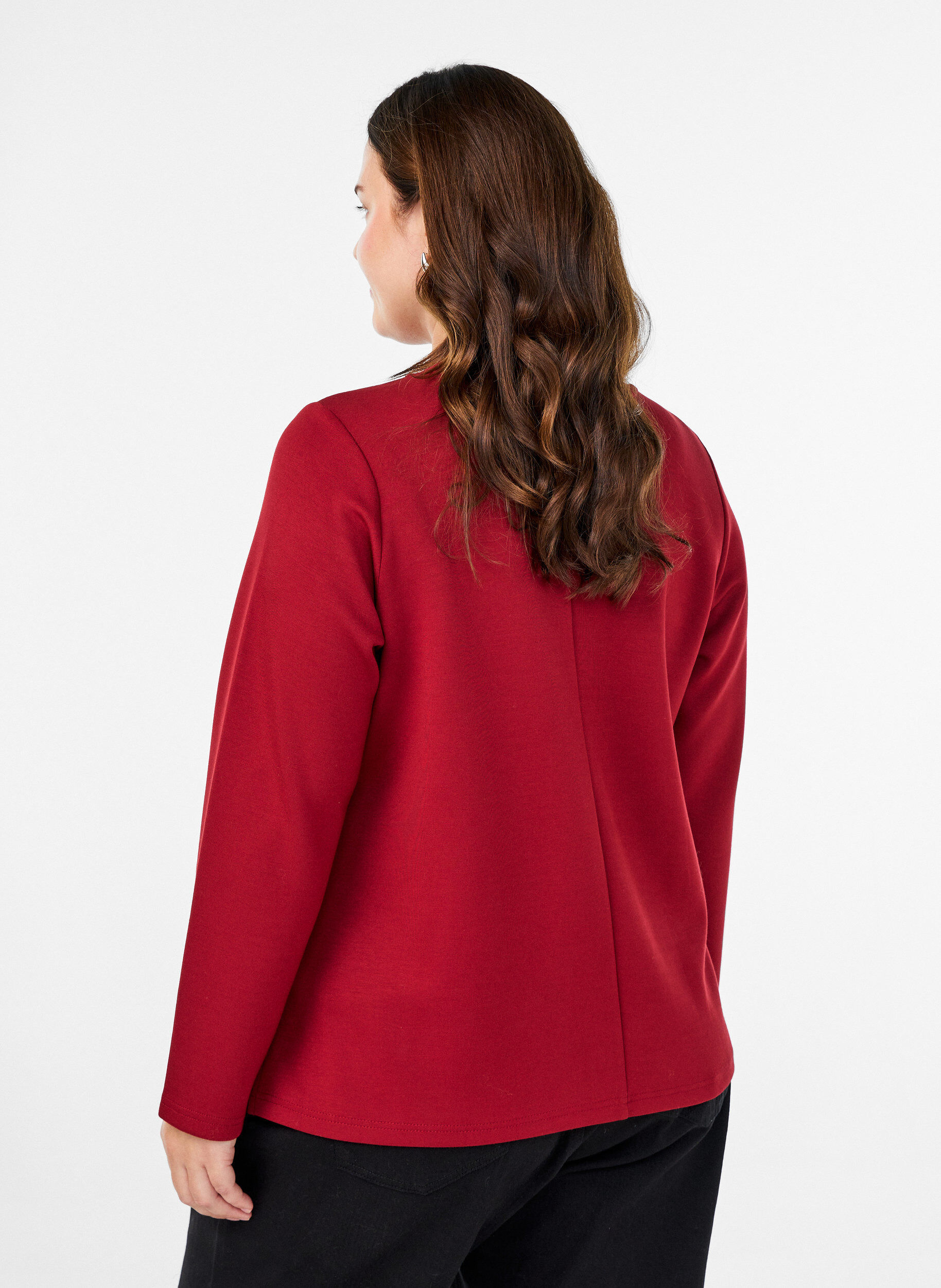 ZizziJersey blouse met ronde hals, Rood, Model image number 2