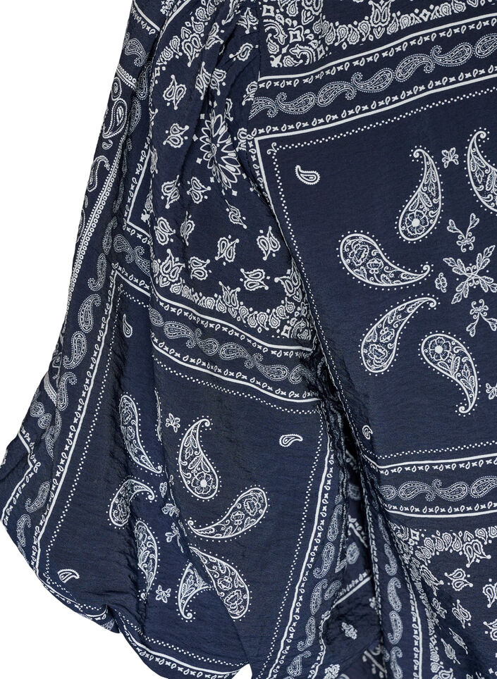 Viscose blouse met paisleymotief en ballonnenmouwen, Blauw, Packshot image number 3