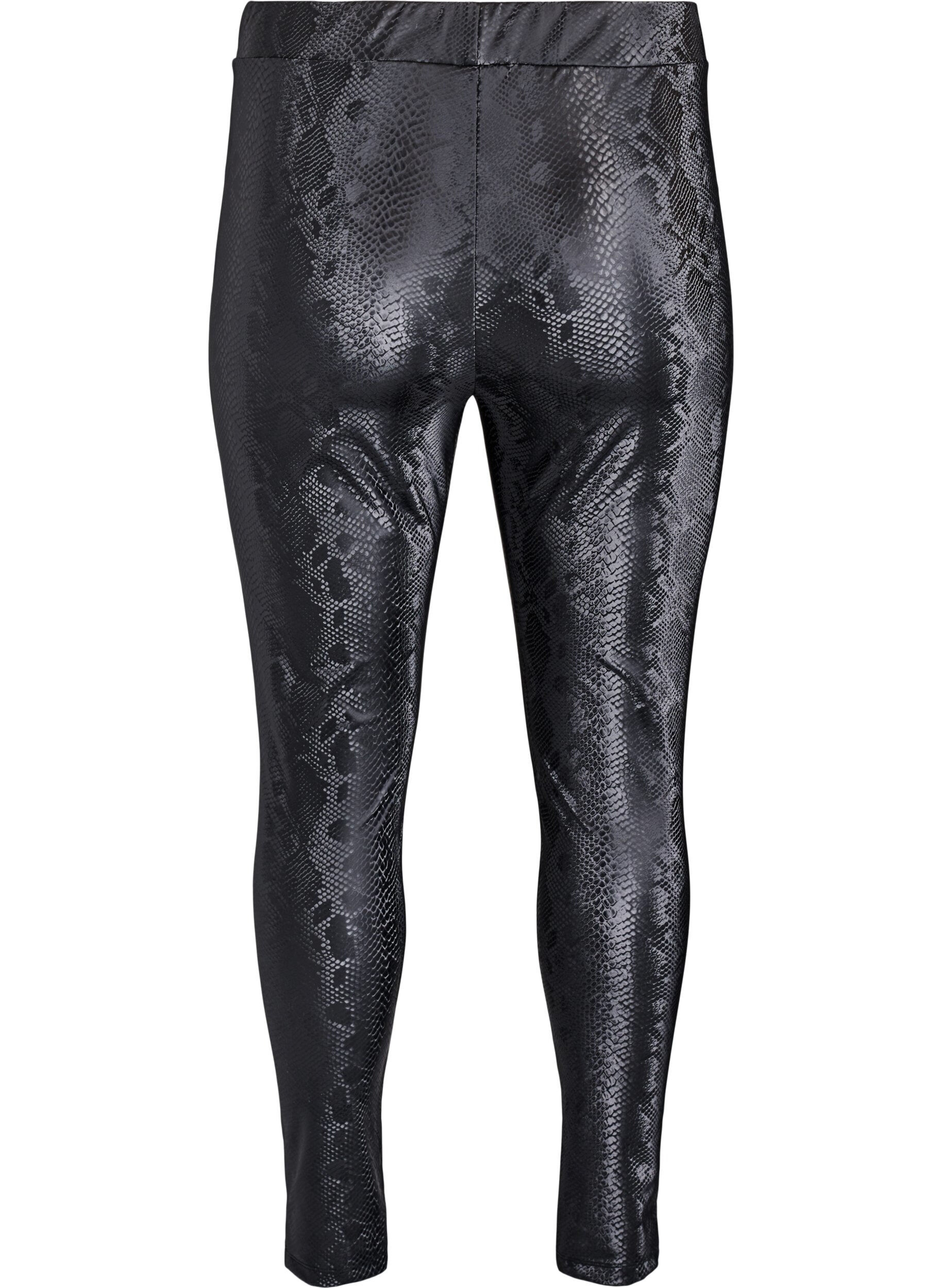 ZizziLeggings in imitatieleer met dierenpatroon, Zwart, Packshot image number 1