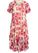 Bloemenprint chiffon jurk met ruches en een V-hals, 9990, Packshot image number 0