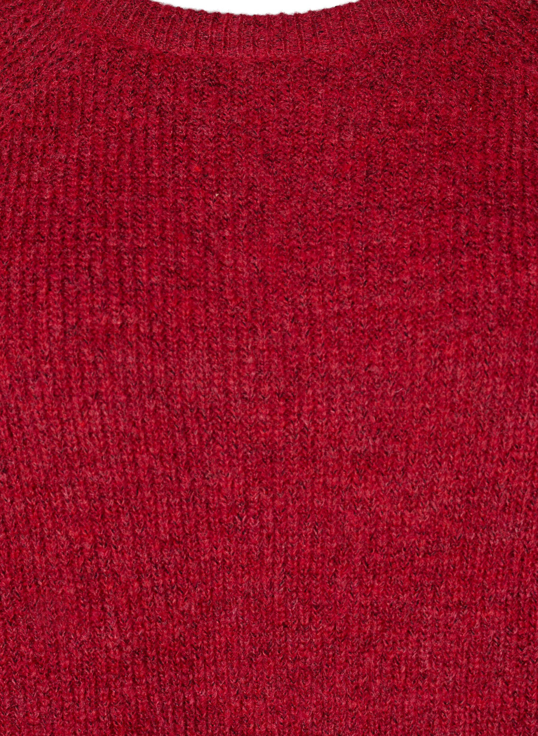 ZizziGeribde trui met 3/4 mouwen, Rood, Packshot image number 2