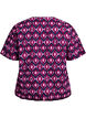 Katoenen blouse met print en korte mouwen, Roze, Packshot image number 1