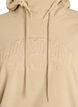 Fleece hoodie met een hoge nek en geborduurde tekst, Beige, Packshot image number 2