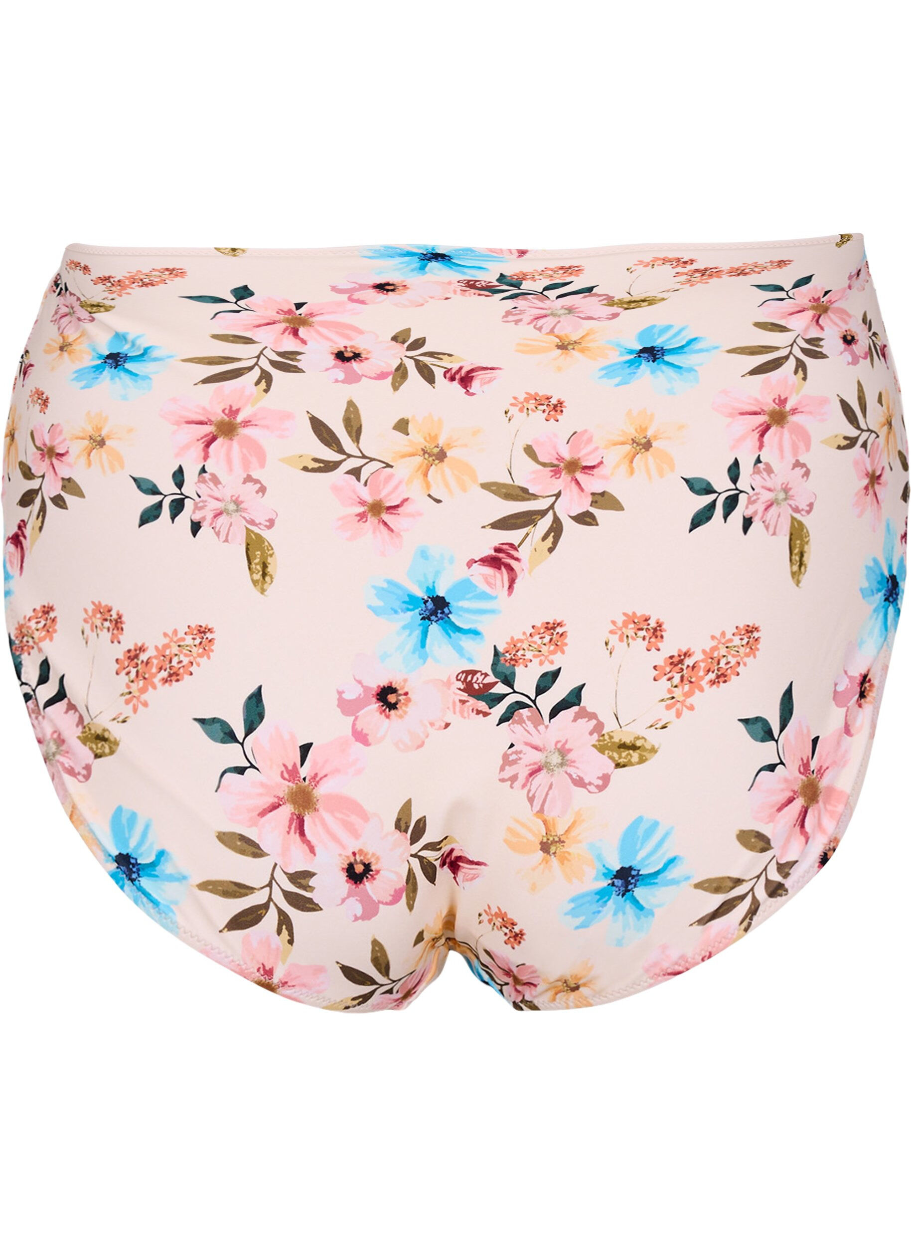 ZizziExtra high-waisted bikinibroekje met bloemenprint, Beige, Packshot image number 1