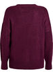 Gebreide blouse met V-vormig geribd patroon en zijsplitjes, Paars, Packshot image number 1