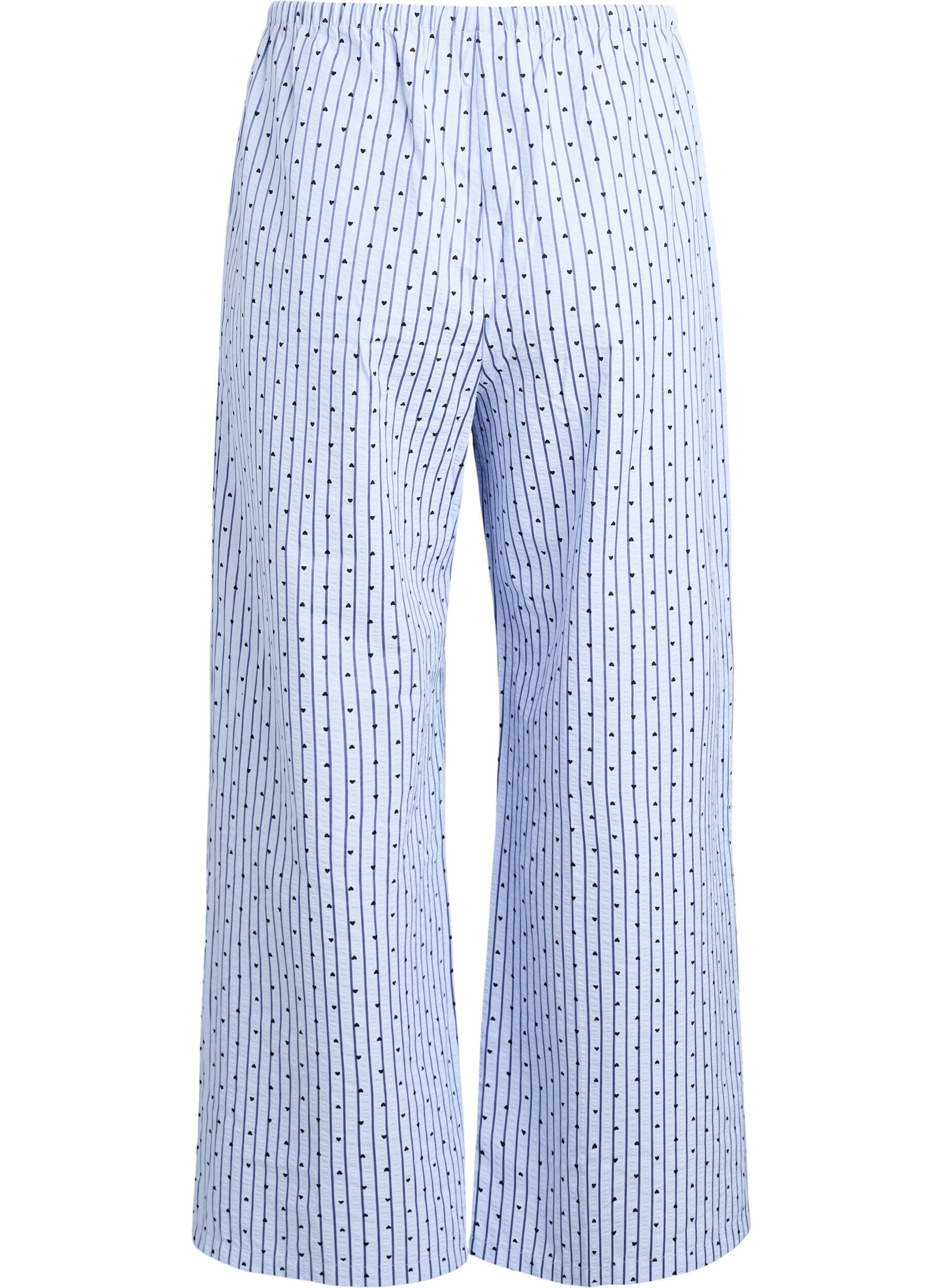 ZizziLosse seersucker-pyjamabroek met hoge taille, Blauw, Packshot image number 1
