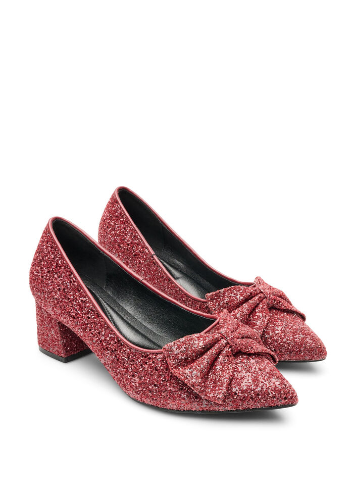 Escarpin &agrave; paillettes avec n&oelig;ud, Bordeaux, Packshot image number 1