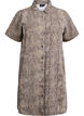 Korte denim overhemdjurk met slangenprint, Bruin, Packshot image number 0