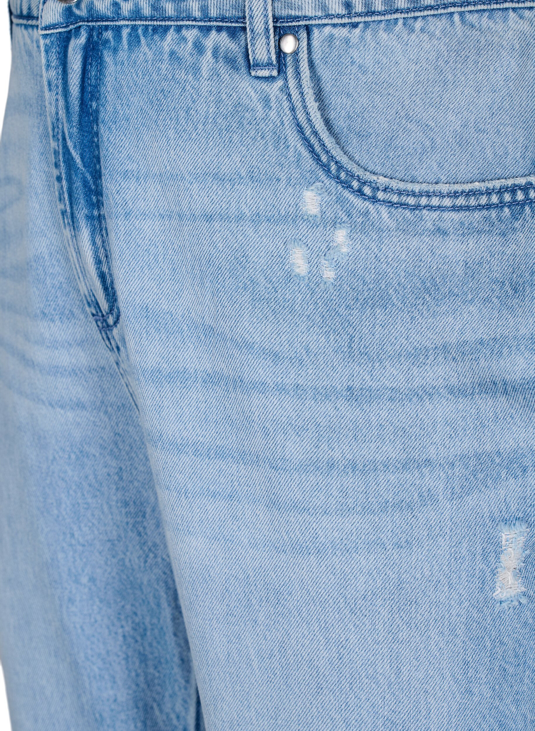 ZizziMille Mom fit jeans met distressed details, Light Blue Denim, Packshot image number 2