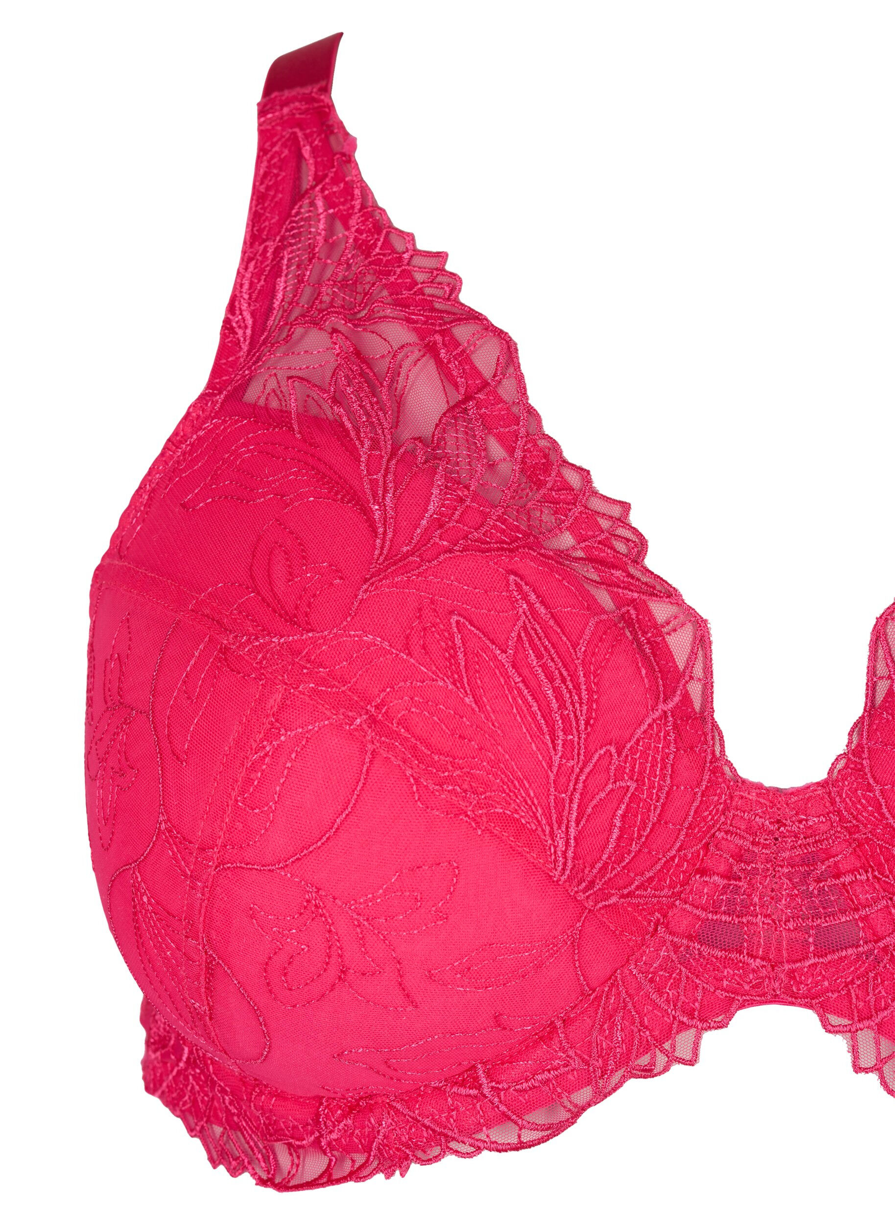 ZizziGevoerde kanten beha met beugel, Roze, Packshot image number 2