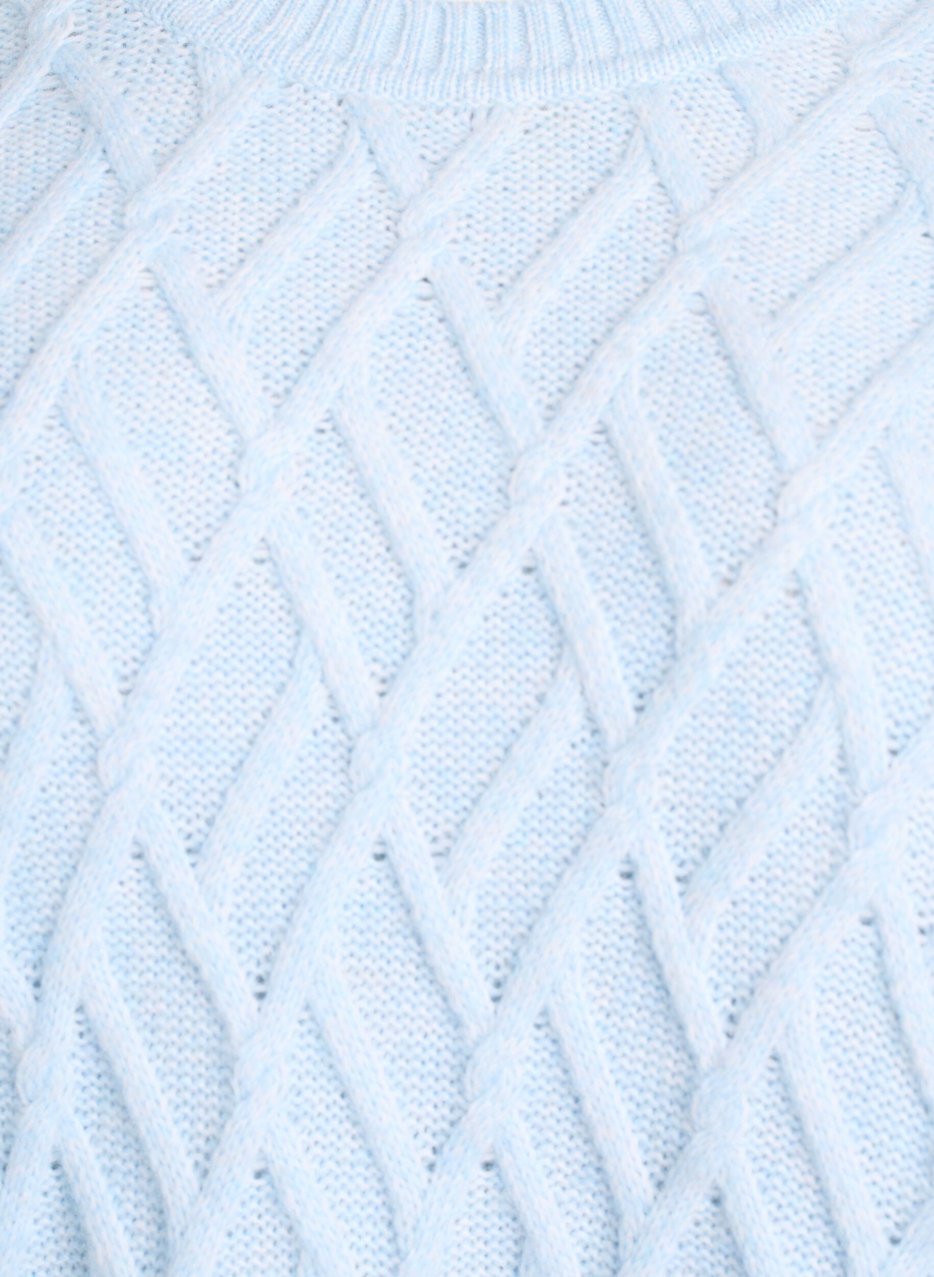 ZizziGebreide blouse met kabelpatroon en ronde hals, Blauw, Packshot image number 2