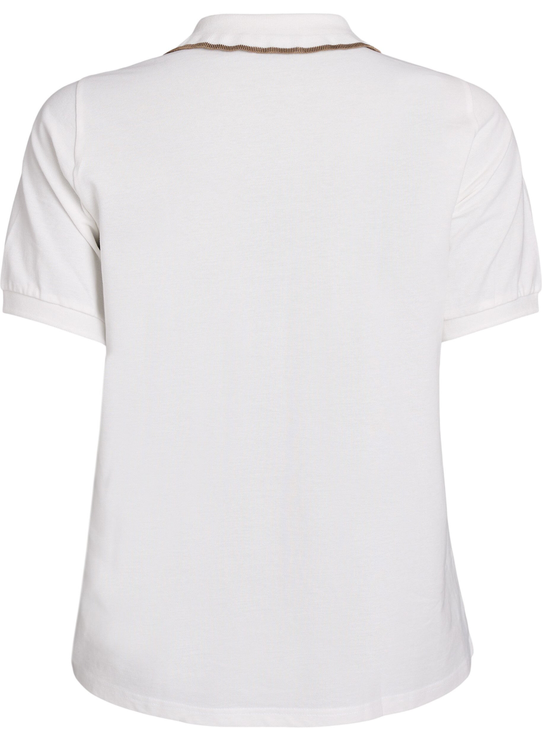 ZizziPolo shirt met strass knopen en ruches., Vanille, Packshot image number 1