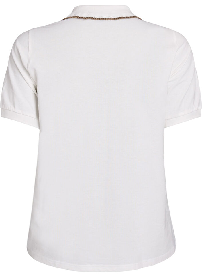 Polo shirt met strass knopen en ruches., Vanille, Packshot image number 1