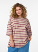 Oversized T-shirt met strepen en 1/2 mouwen, Beige, Model image number 0