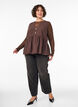 Mouwloze peplumblouse met decoratieve knopen, Bruin, Model image number 1