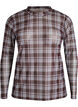 Geruite mesh blouse, Blauw, Packshot image number 0