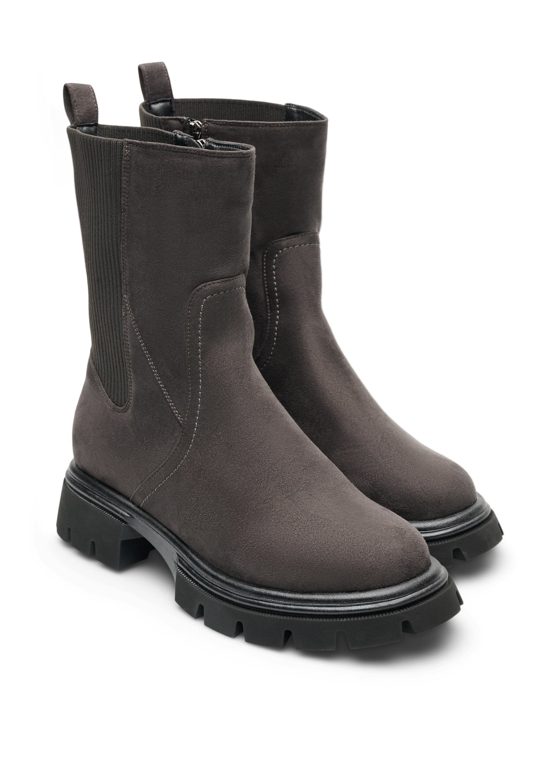 ZizziChunky laars in imitatiesu&egrave;de, Bruin, Packshot image number 1