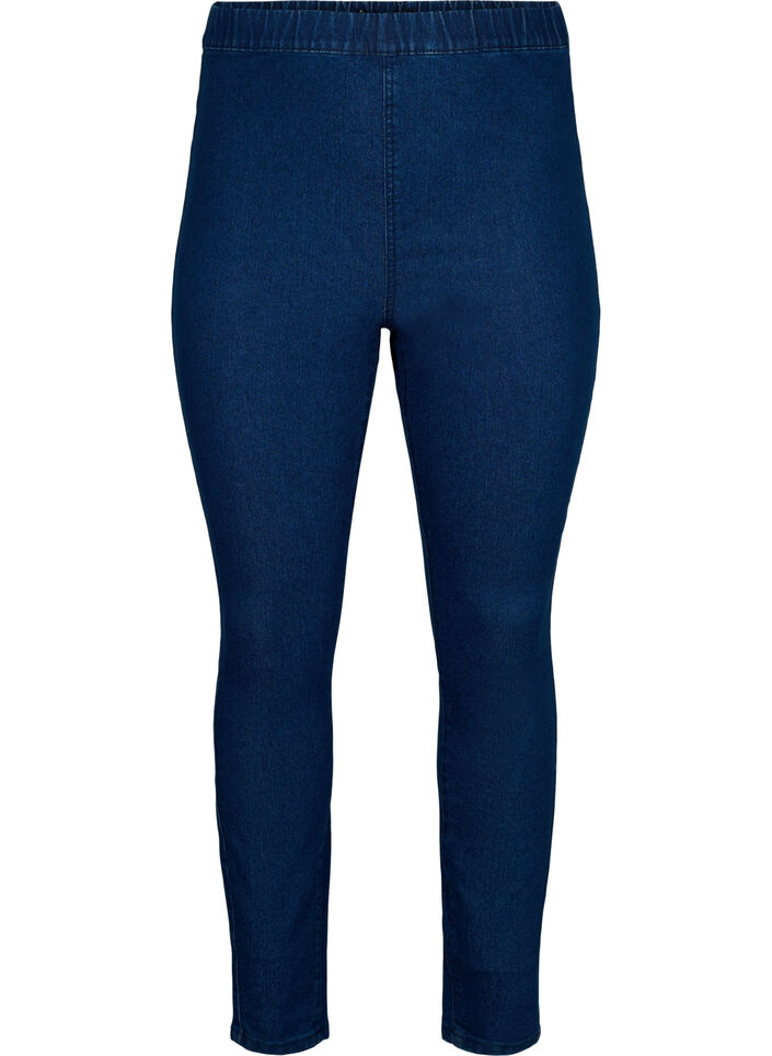 FLASH - Nauwsluitende jeggings met hoge taille, Blue denim, Packshot image number 0