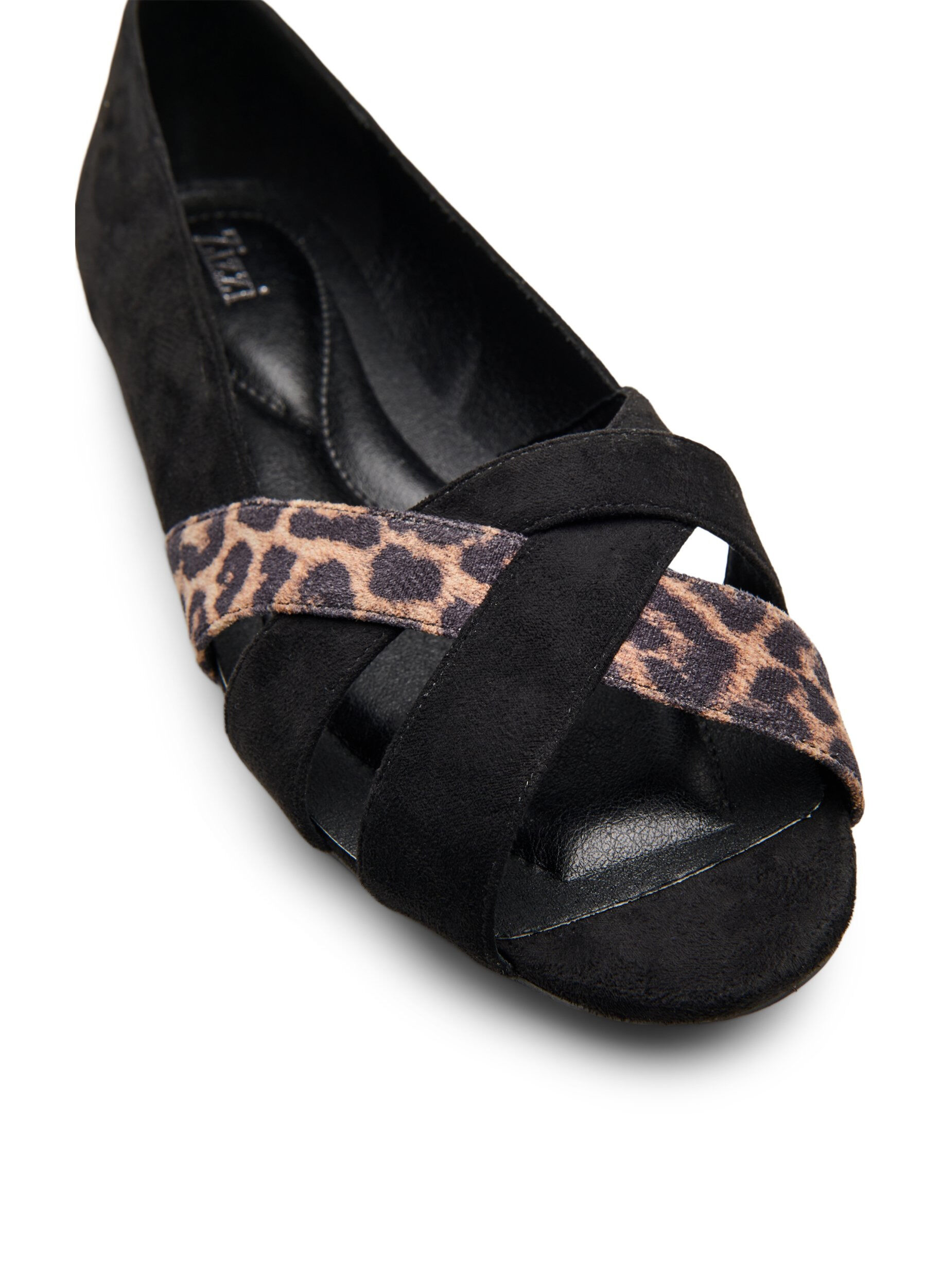 ZizziWide fit - Puntige ballerina flats, Zwart, Packshot image number 3