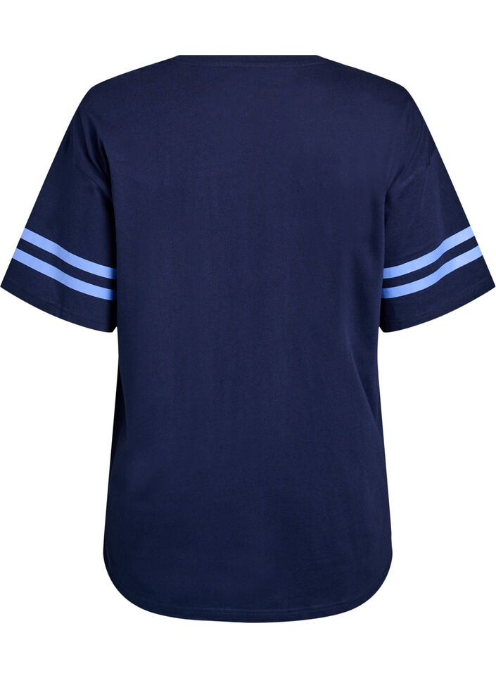 Sportief oversized college T-shirt, Blauw, Packshot image number 1