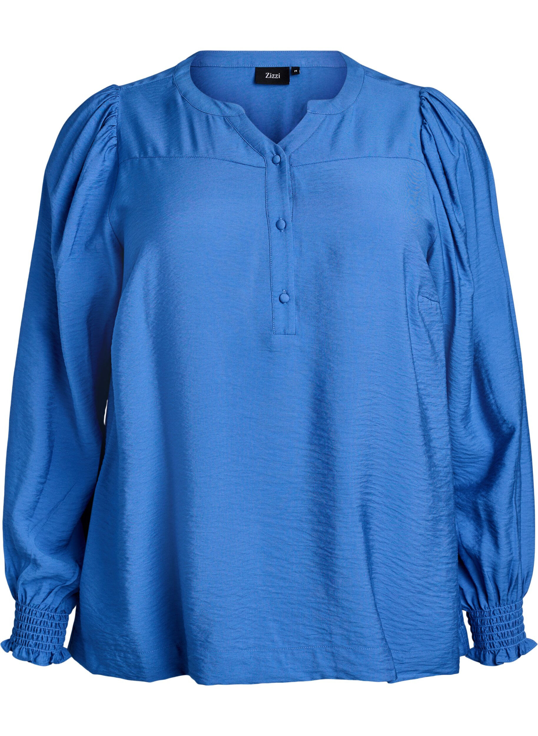 Viscose blouse met smock en geplooide details