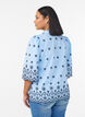 Blouse met 3/4 mouwen en geborduurd patroon, Blauw, Model image number 2