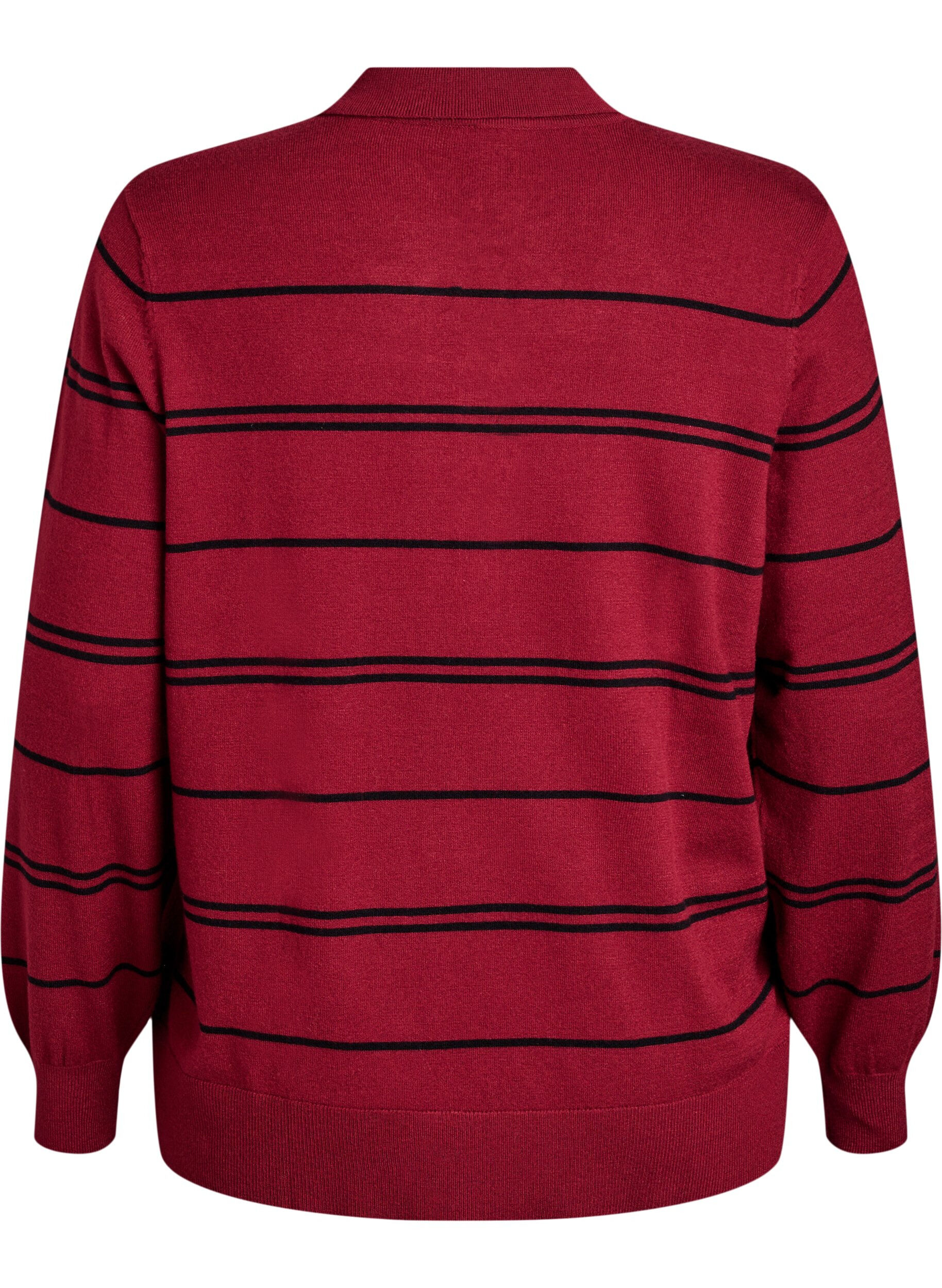 ZizziStrik blouse met kraag, Rood, Packshot image number 1