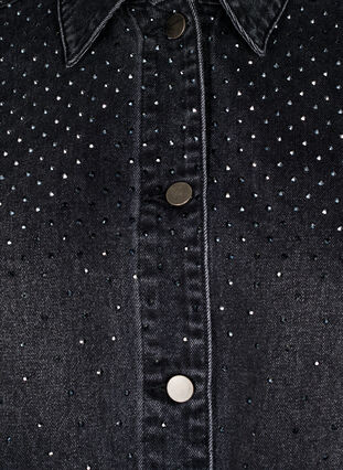 ZizziDenimjas met rhinestones en grote zakken aan de voorkant, Grey Denim, Packshot image number 2