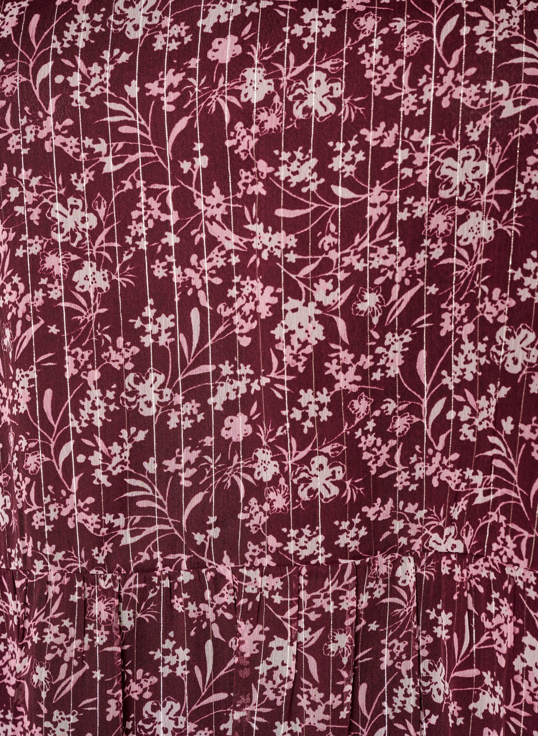 ZizziTuniek met bloemenprint en glitterdraden, Rood, Packshot image number 2