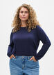 Blouse met lange mouwen in een effen kleur, Blauw, Model image number 0