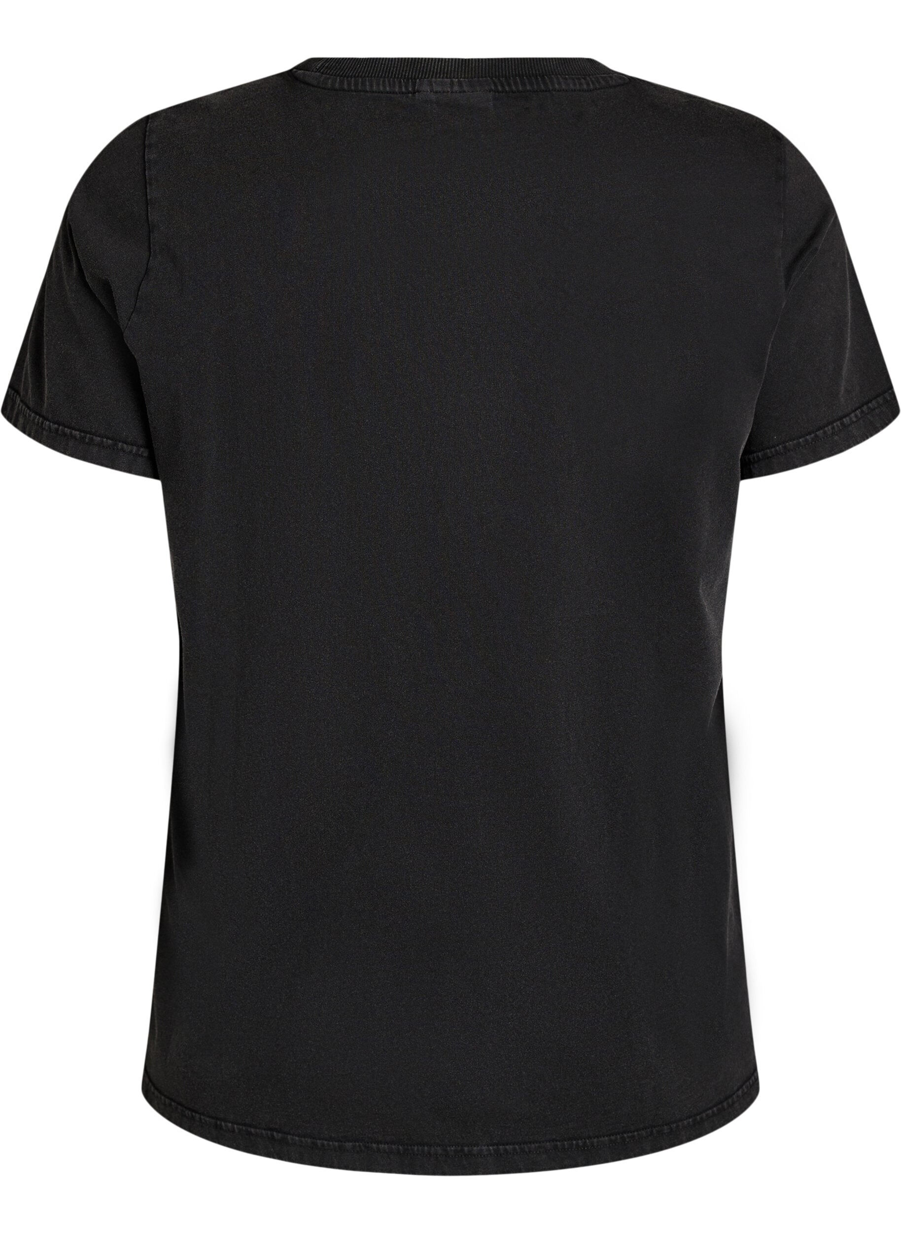 ZizziT-shirt met hondenprint en gewassen look, Grijs, Packshot image number 1