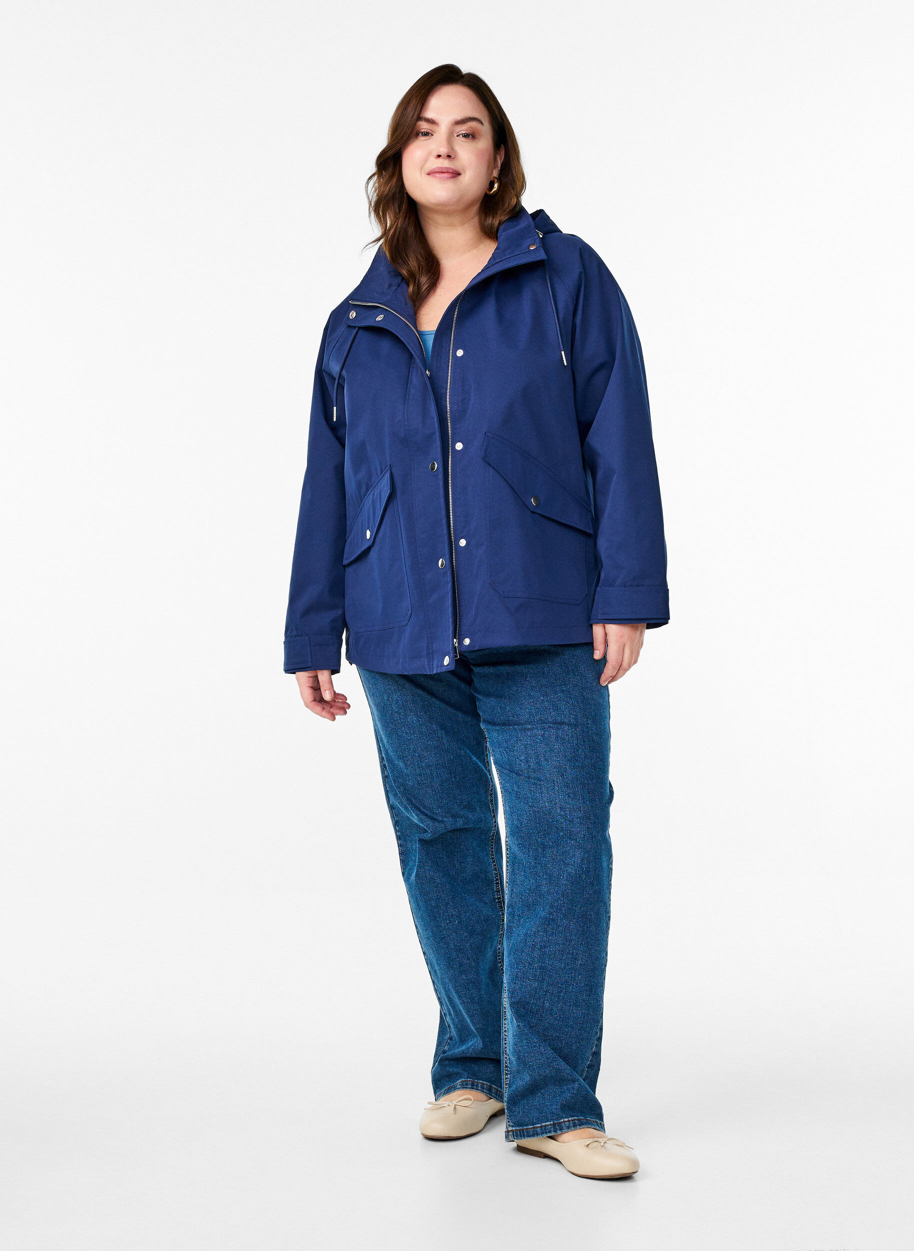 ZizziKorte lentejas met afneembare capuchon, Blauw, Model image number 1
