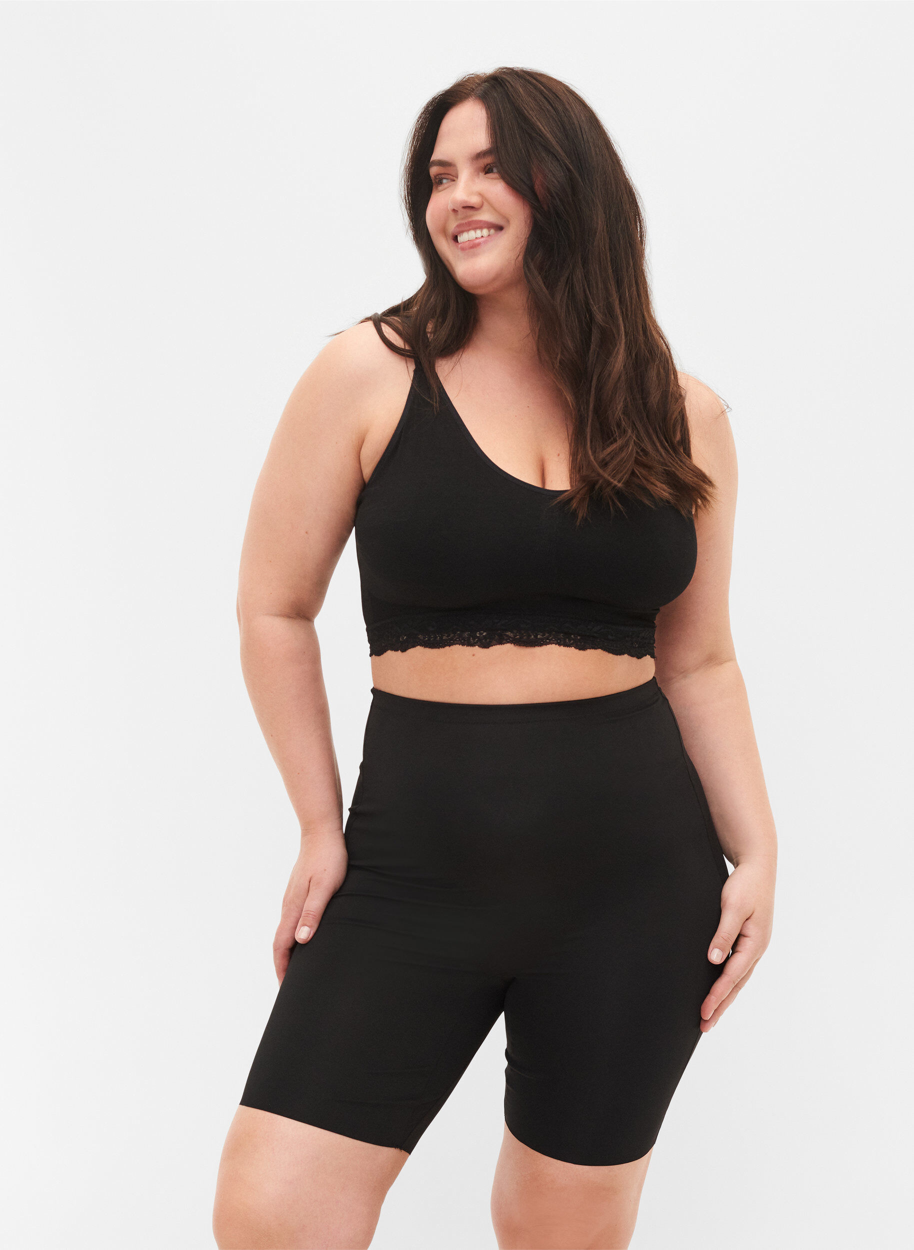 ZizziLight shapewear shorts met hoge taille, Zwart, Model image number 0