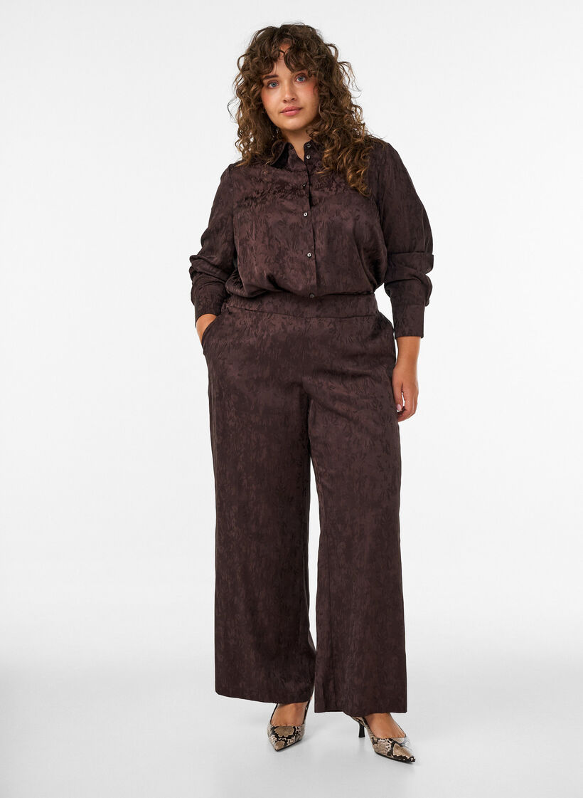 Shirt met ton-sur-ton paisleypatroon, Bruin, Model image number 1