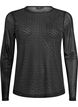 Blouse met mesh en lange mouwen met rhinestones, Zwart, Packshot image number 0