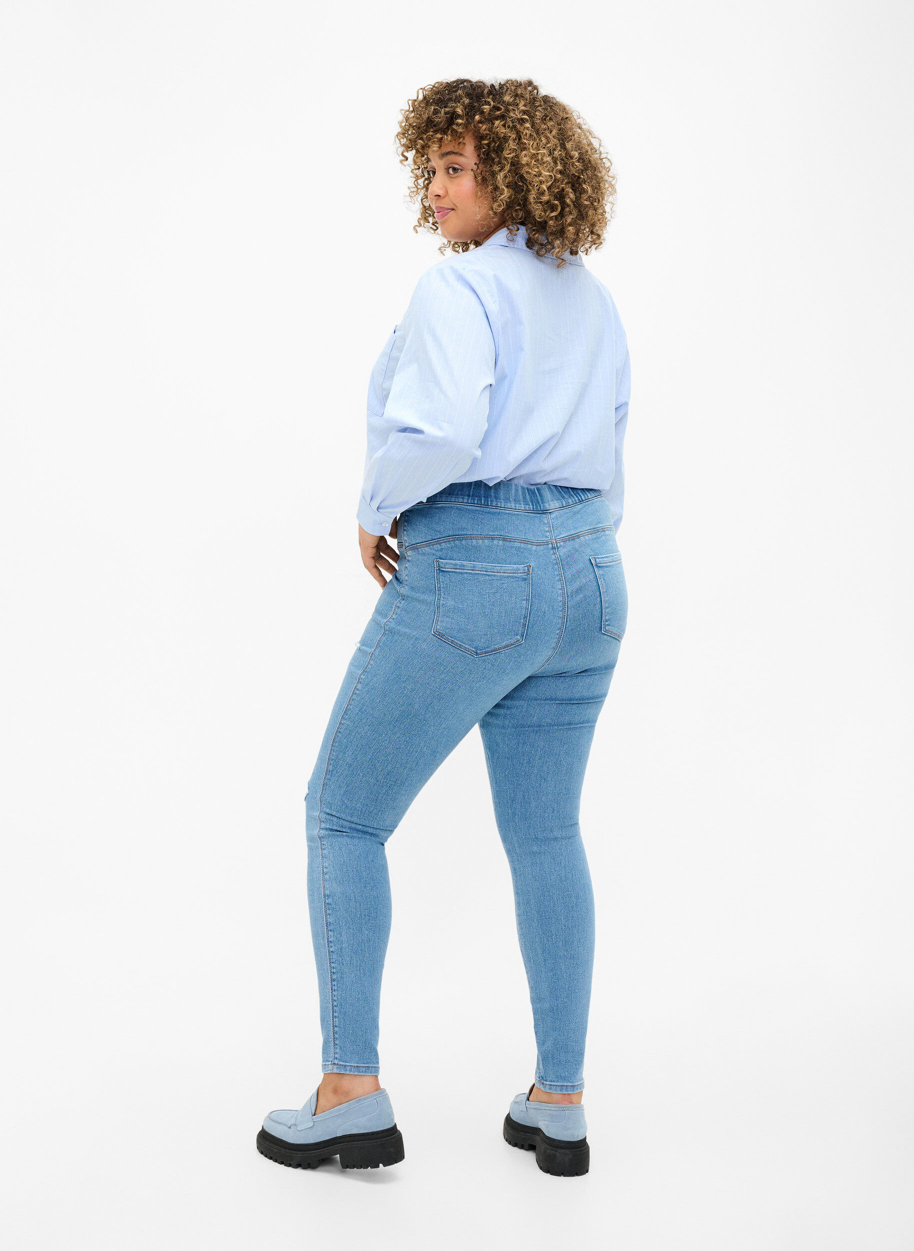 ZizziGescheurde jeggings, Light Blue, Model image number 1