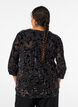 Mesh blouse met 3/4 mouwen en velourrozen, Zwart, Model image number 2