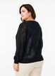 Gebreide cardigan met opengewerkt patroon en strikkoordjes, Black, Model image number 1