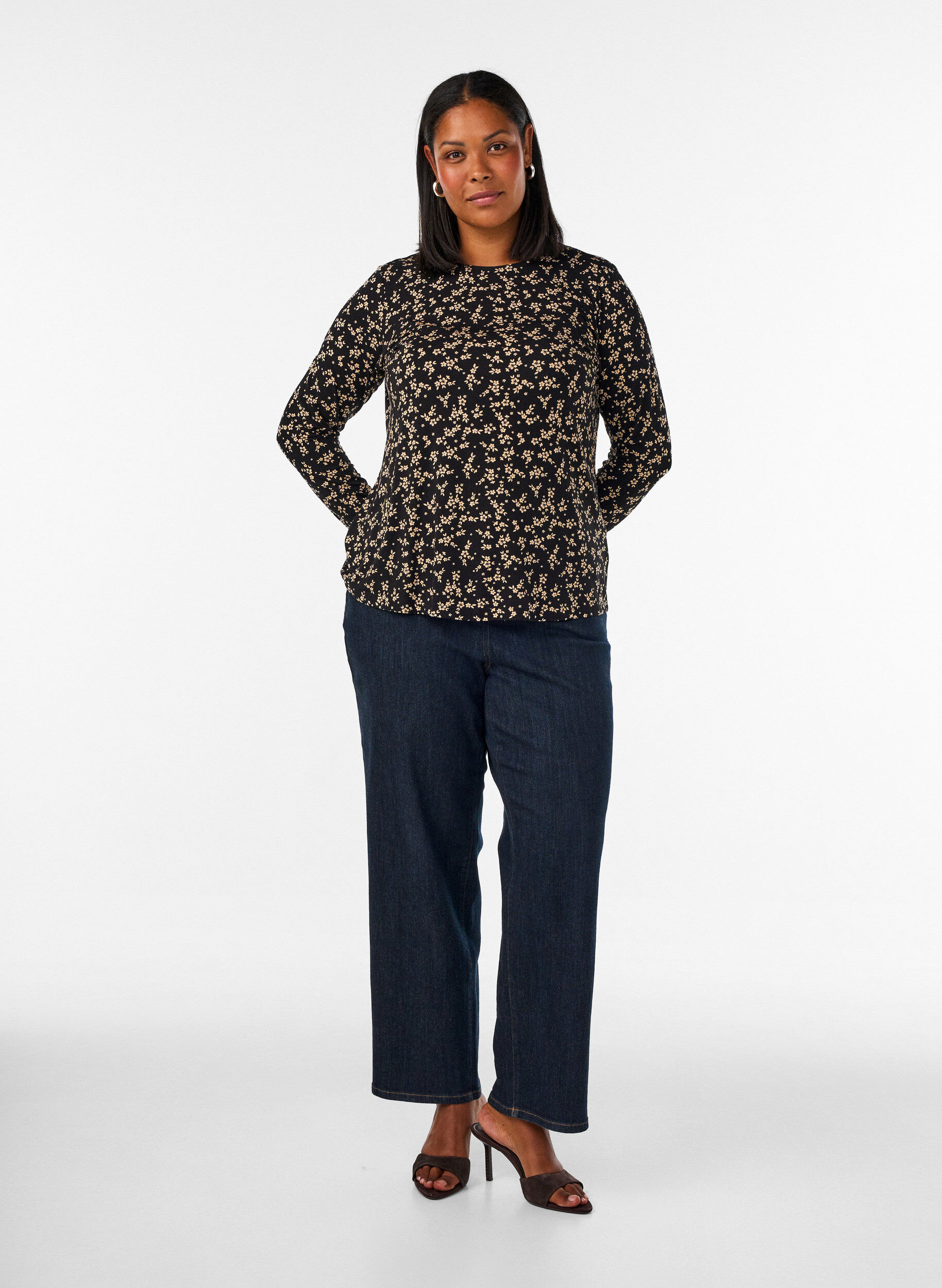 ZizziBlouse met lange mouwen, Zwart, Model image number 1