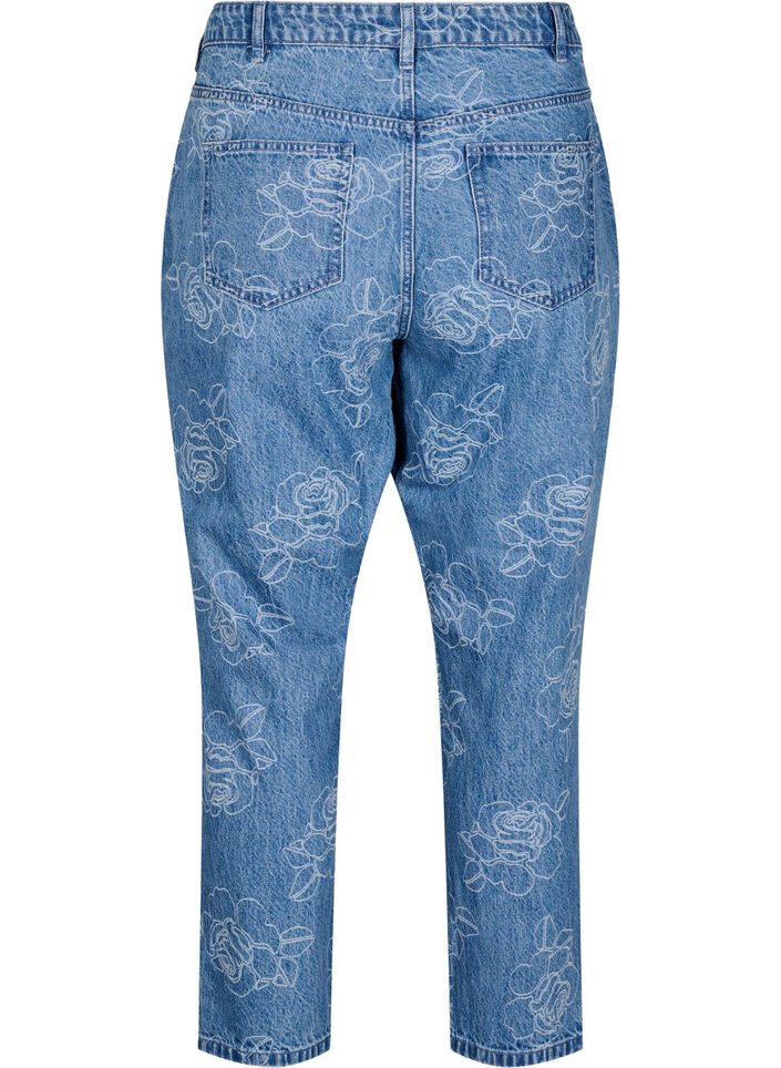 Mille jeans met een bloemenpatroon, Light Blue Denim, Packshot