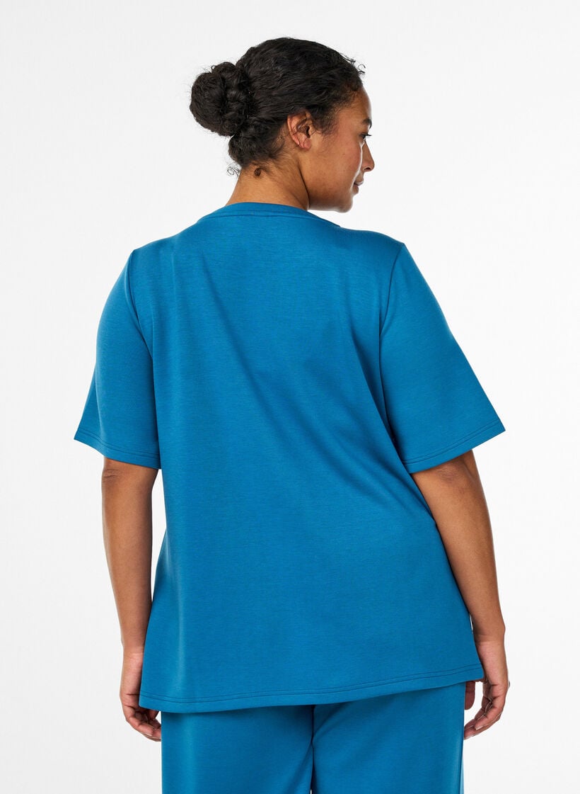 T-shirt in modalmix, Blauw, Model image number 2