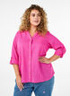 Katoenen blouse met een V-hals, Roze, Model image number 0
