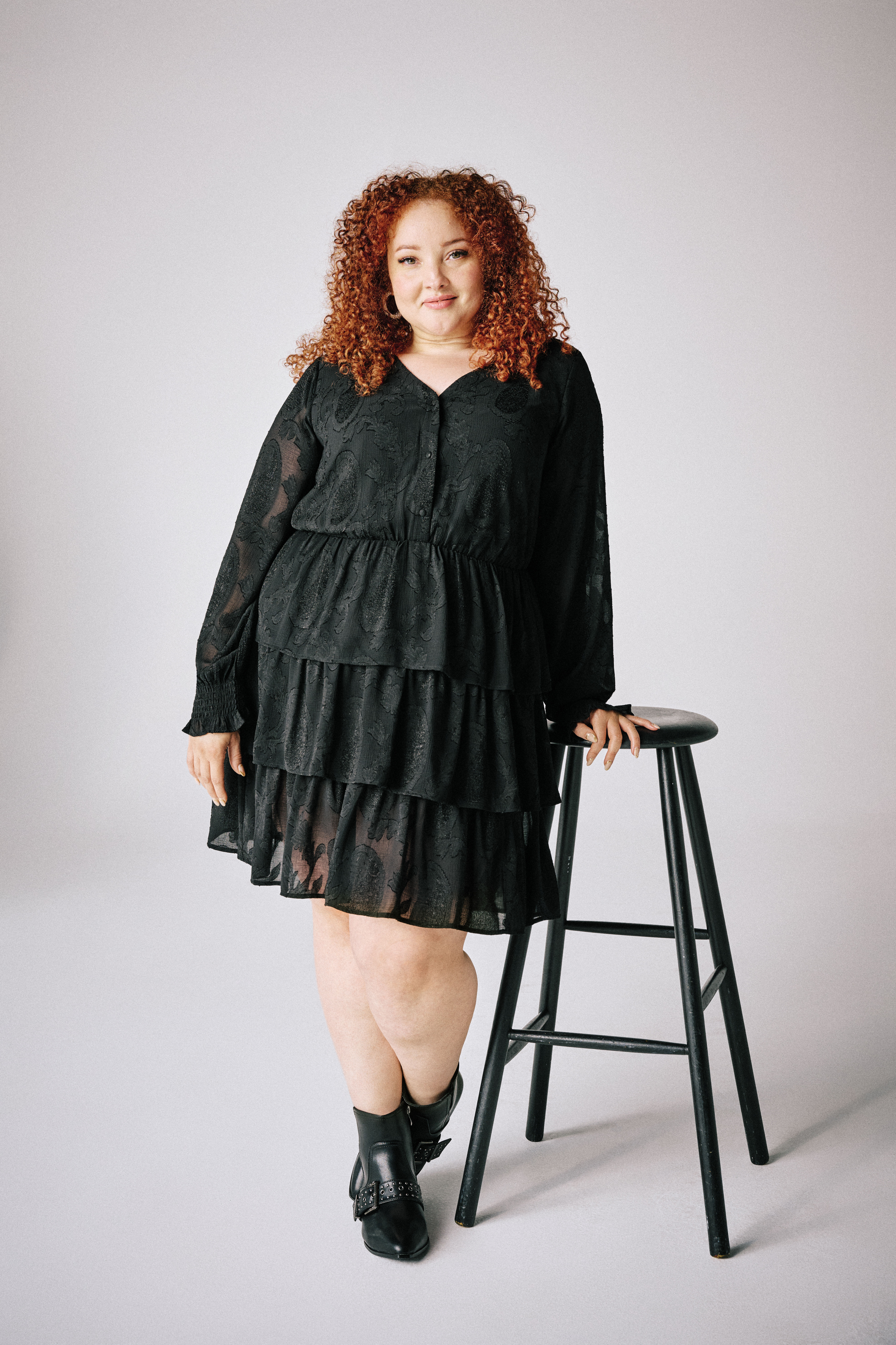 Jurk met ruches, , Model