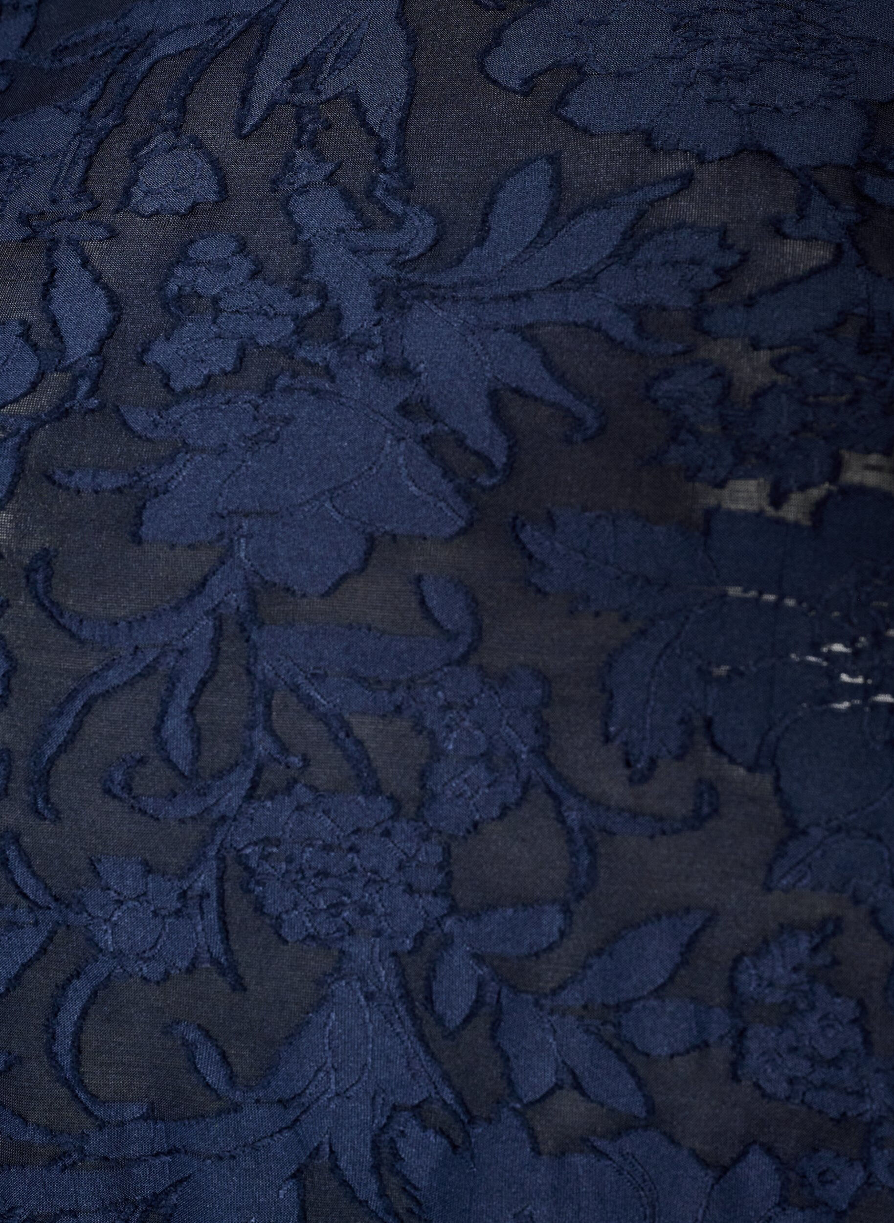 ZizziDoorschijnende blouse met bloemenstructuur en lange mouwen, Blauw, Packshot image number 2