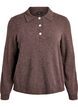 Gebreide blouse in een zachte merinoblend met polokraag, Bruin, Packshot image number 0